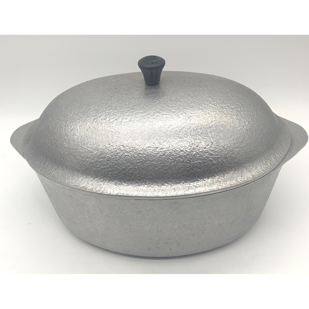 Club Aluminum Dutch Oven 15 Inch Silver Hammered Cast Aluminum Oval Roaster Lid